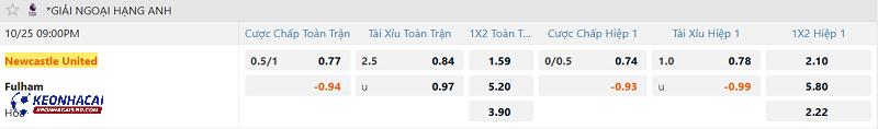 Tỷ lệ soi kèo Newcastle United vs Fulham Tỷ lệ soi kèo Newcastle United vs Fulham